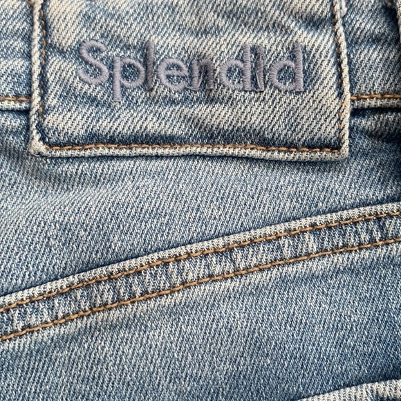 Splendid High Rise Flared Leg Button Fly Light Wash Destroyed Hem Jean Size 25 - Picture 9 of 13